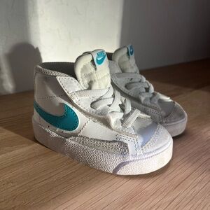 Nike Blazer Mid 77  Toddler White Teal Sneakers